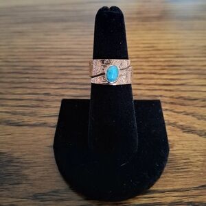 Ring Copper With Turquoise Natural Stone Size 6